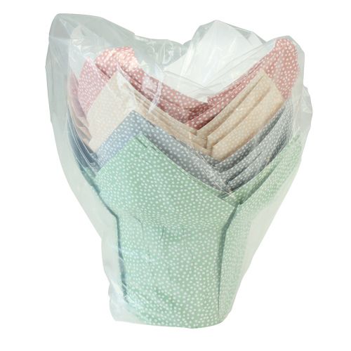Artikel Plantekasse Papir Prikket Gaveemballage Blomster Ø7cm H14cm 12 stk