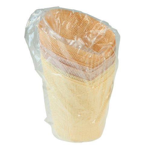 Artikel Plantekasse papir vævet vanilje, orange, pink Ø9cm H18cm 9stk