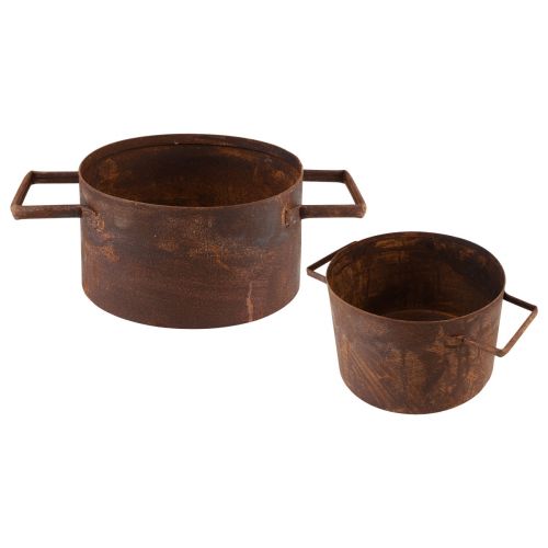 Floristik24 Plantekasse rust metal plantepotte Ø19,5cm/26cm sæt med 2