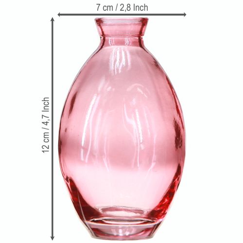 Artikel Løgformede minivaser glas tonet lyserød Ø7cm H12cm 6 stk