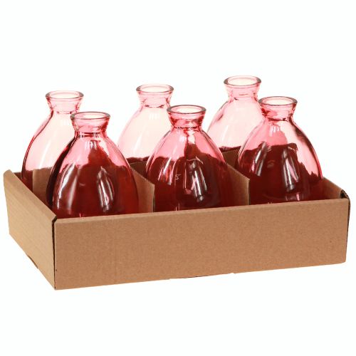 Artikel Løgformede minivaser glas tonet lyserød Ø7cm H12cm 6 stk