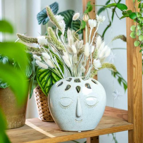 Floristik24 Vase med ansigtscreme, beige H18cm stentøjslook 1 stk