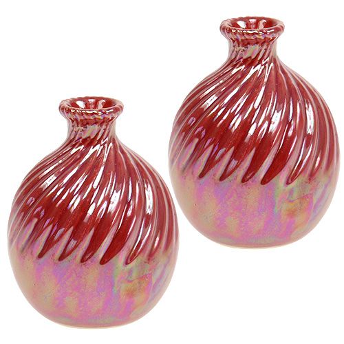 Floristik24 Vase, mini vase perlemor rød Ø7.5cm H10cm 6stk