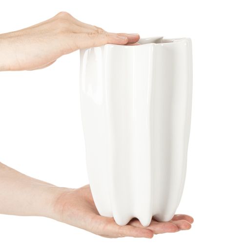 Ribbet vase, høj dekorativ vase til tørrede blomster, 24 cm | Floristik24.dk