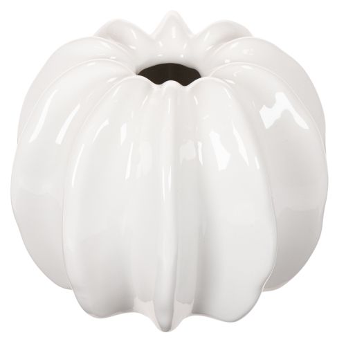 Græskar keramikvase, hvid, boligdekoration, 15 cm