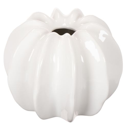Græskarpyntvase, blank, efterårsdekoration til stuen, 19 cm