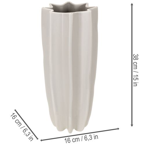 Moderne ribbet vase, høj dekorativ vase til tørrede blomster, 38 cm | Floristik24.dk