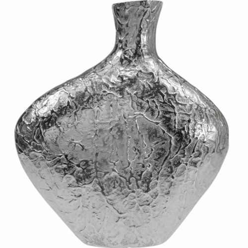 Artikel Dekorativ vase metal hamret blomstervase sølv 24x8x27cm