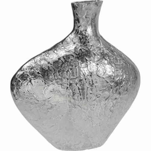 Dekorativ vase metal hamret blomstervase sølv 24x8x27cm