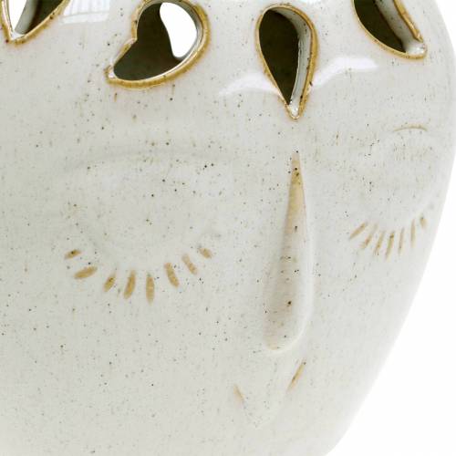 Floristik24 Keramikvase med ansigtscreme, beige H13cm stentøjslook 1 stk