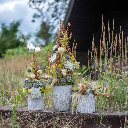 Artikel Vase beton hvid blomstervase med reliefblomster Ø12,5cm 2 stk