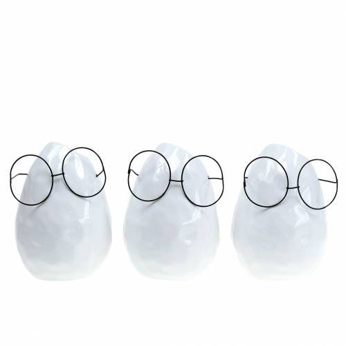 Artikel Vase med glas påskedekoration keramik hvid Ø8,5cm H13cm 3 stk