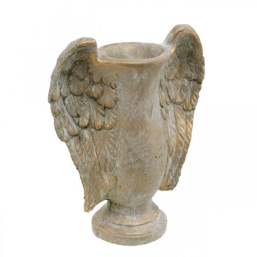 Floristik24 Dekorativ vase lavet af beton, amfora med englevinger gyldent vintage look B20,5cm H26cm