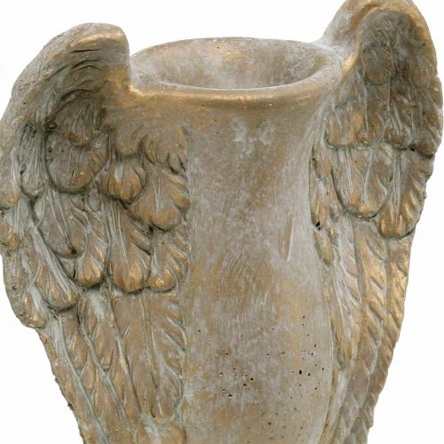 Floristik24 Dekorativ vase lavet af beton, amfora med englevinger gyldent vintage look B20,5cm H26cm
