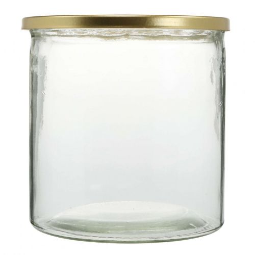 Floristik24 Vase med metallåg, plug-in-hjælpemiddel, glasvase med plug-in-beslag, borddekoration H15cm Ø15cm