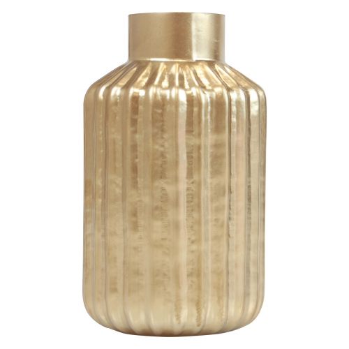 Floristik24 Vase guld glasvase med riller blomstervase glas Ø8cm H14cm