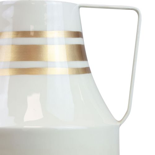 Artikel Vase metalhåndtag dekorativ kande grå/creme/guld Ø17cm H23cm
