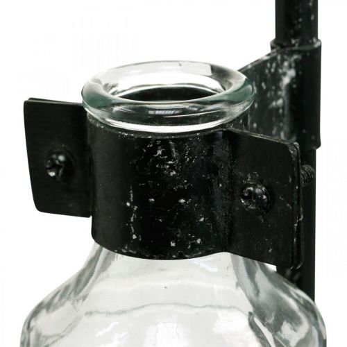 Artikel Dekorativ vase dekorativ flaskeglas med metalstativ sort Ø13cm