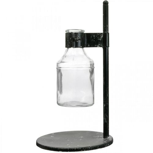 Artikel Dekorativ vase dekorativ flaskeglas med metalstativ sort Ø13cm
