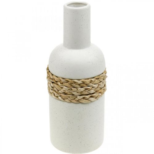 Artikel Blomstervase hvid keramik og søgræs vase borddekoration H22,5cm