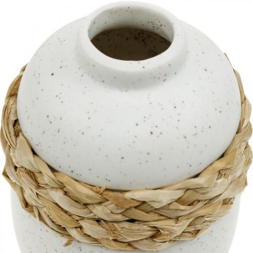 Artikel Blomstervase hvid keramik og søgræs vase sommerdekoration H17,5cm