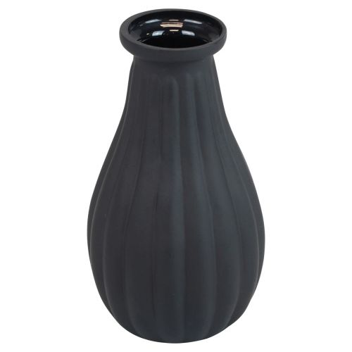 Artikel Vase sort glas vase riller dekorativ vase glas Ø8cm H14cm