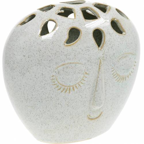 Vase med ansigtscreme, beige H18cm stentøjslook 1 stk