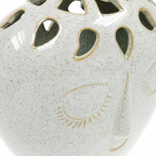 Floristik24 Vase med ansigtscreme, beige H18cm stentøjslook 1 stk