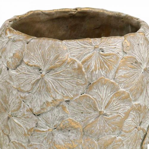 Floristik24 Dekorativt potteblomst mønster, betonvase gyldent vintage look Ø18cm H24cm