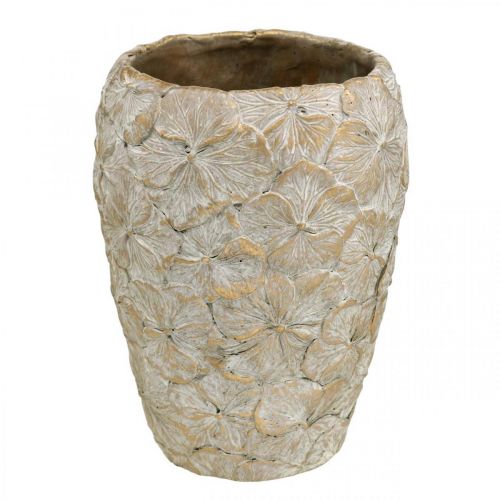 Floristik24 Dekorativt potteblomst mønster, betonvase gyldent vintage look Ø18cm H24cm