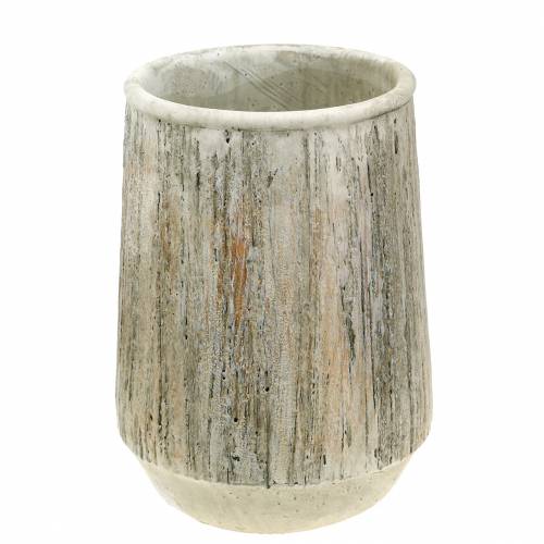 Floristik24 Plantekasse vase beton træ design Ø15cm