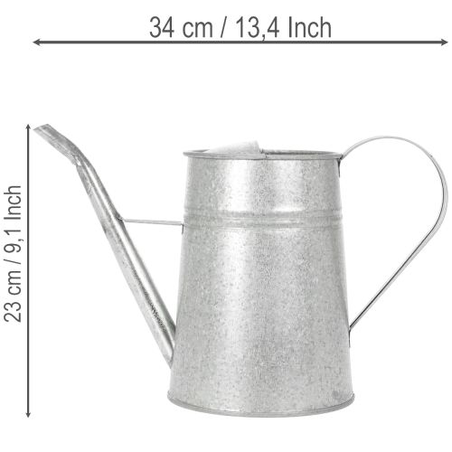 Galvaniseret dekorativ vandkande, metal, grå, vintage look, 1,7L, H23cm, til stilfuld blomsterdekoration og plantekasser | Floristik24.dk
