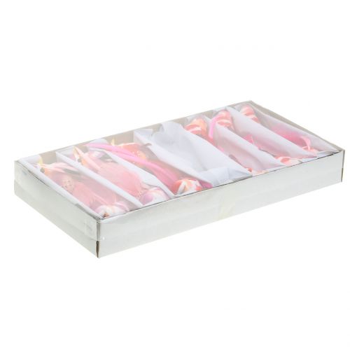 Floristik24 Fugl på klip pink, pink 15cm 12stk