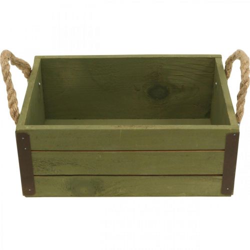 Artikel Vintage blomsterkasse træ plantekasse grøn L24/30 cm sæt med 2