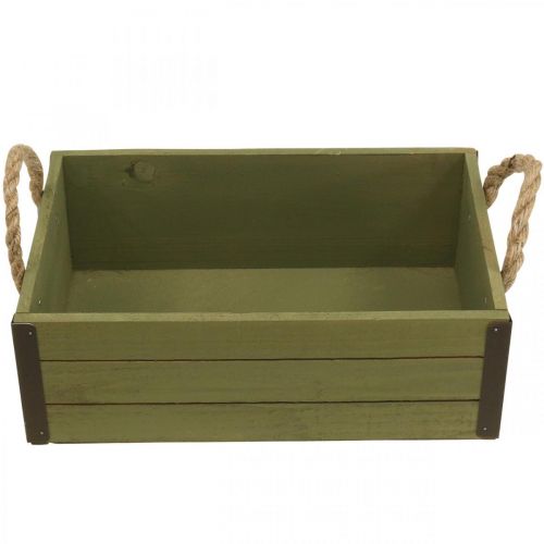 Artikel Vintage blomsterkasse træ plantekasse grøn L24/30 cm sæt med 2