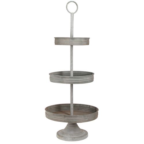 Vintage etagere metalgrå 3-lags Ø30,5cm H78cm