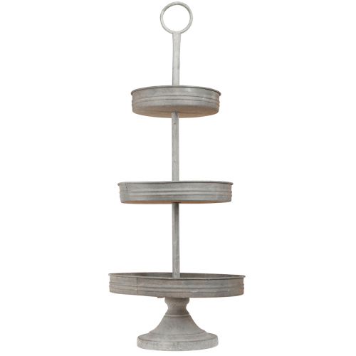 Artikel Vintage etagere metalgrå 3-lags Ø30,5cm H78cm