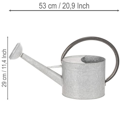 Vintage metal vandkande, sølvgrå, stilfuld havedekoration, blomstervase, L53cm H29cm | Floristik24.dk