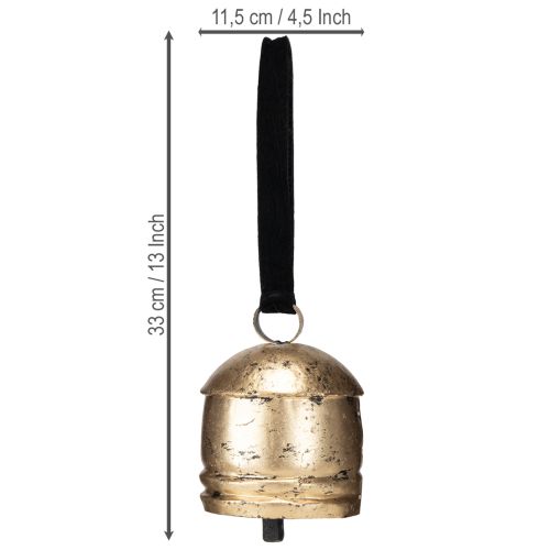 Floristik24 Vintage klokke guld med sort fløjlsbånd H15cm