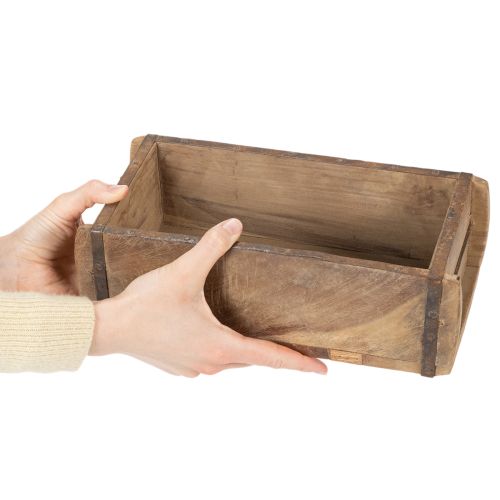 Vintage trækasse plantekasse murstensformet træ 30 cm | Floristik24.dk