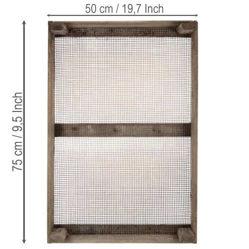 Artikel Vintage trækasse med trådnet, landlig stil, løgsi, dekorativ, 75×50×14 cm