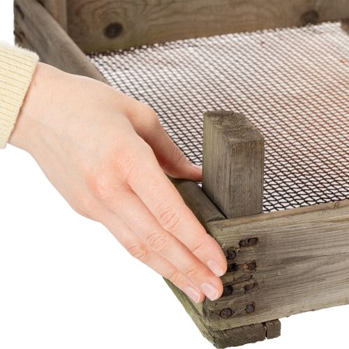 Artikel Vintage trækasse med trådnet, landlig stil, løgsi, dekorativ, 75×50×14 cm