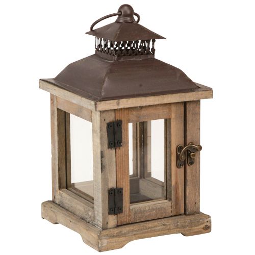 Floristik24 Vintage lanterne mørkebrun trælanterne 15×15cm H26cm