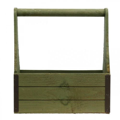 Floristik24 Vintage plantekasse træværktøjskasse olivengrøn 28×14×31cm