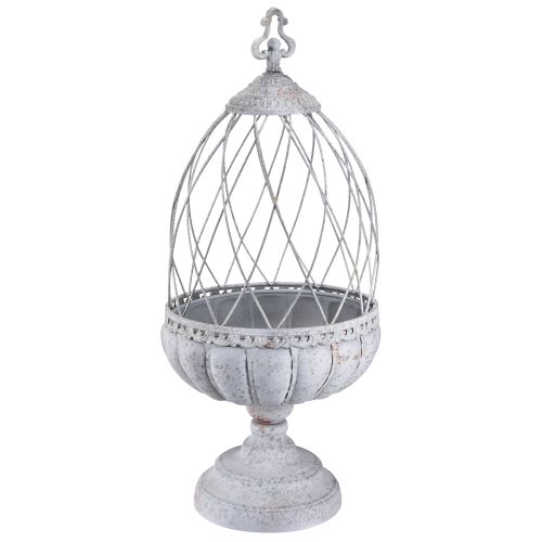 Artikel Vintage trofæ skål metal dekoration fuglebur grå 26×61cm