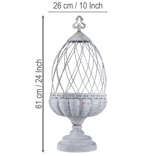 Artikel Vintage trofæ skål metal dekoration fuglebur grå 26×61cm