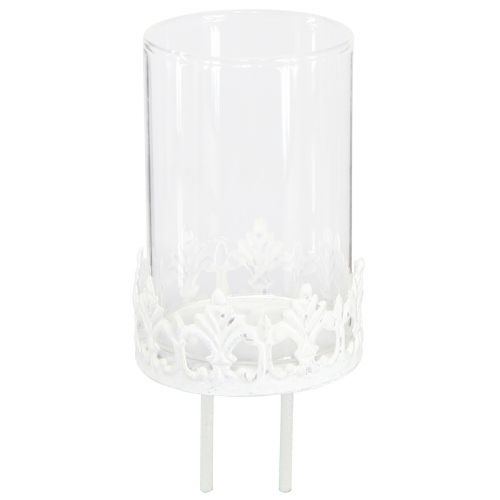 Floristik24 Vintage fyrfadsstage til stik i hvid Ø5,5cm H8cm 4stk