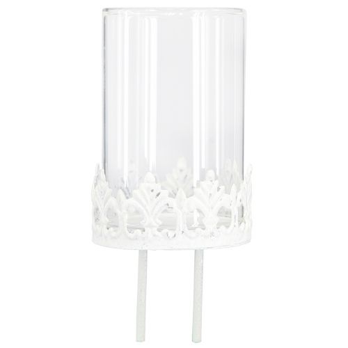 Floristik24 Vintage fyrfadsstage til stik i hvid Ø5,5cm H8cm 4stk