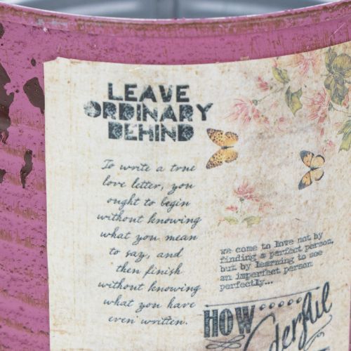 Artikel Vintage blomsterkasse lilla metal sommerdekoration Ø11 cm H10,5 cm