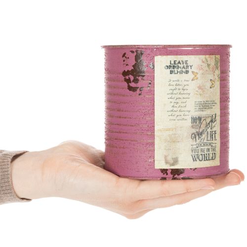 Artikel Vintage blomsterkasse lilla metal sommerdekoration Ø11 cm H10,5 cm